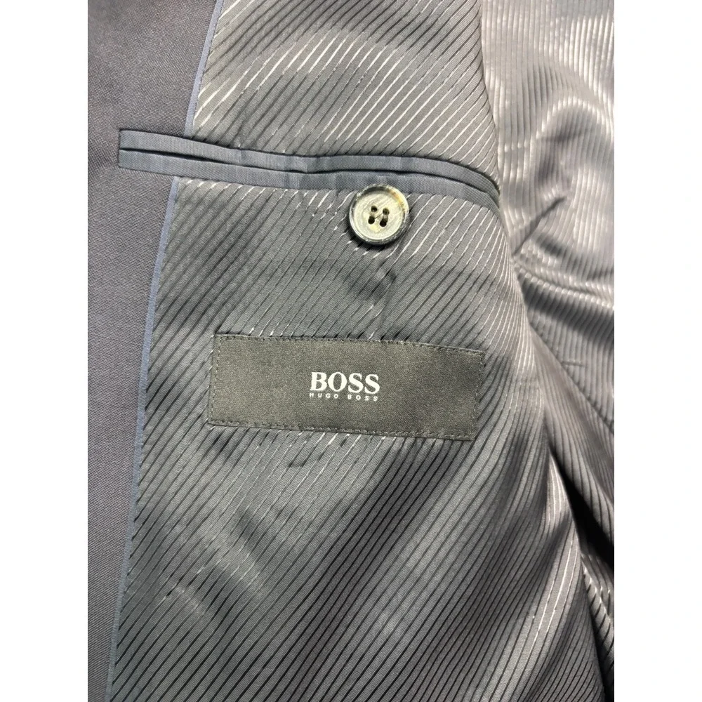 Hugo Boss 36R 31x30 Navy Blue 2pc Pant Suit The James3/Sharp5 Wool Flat Front